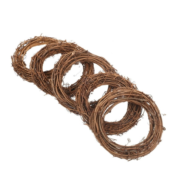 RENACLIPY 5Pack Diy Hanging Wreath Rattan Ring Small Craft Wreaths For Indoor Decoration