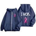thumbnail image 2 of NinXxx Women's Cancer Prevention Zipper Long Sleeve Pocket Drawstring Hoodie Blue XXXL, 2 of 6