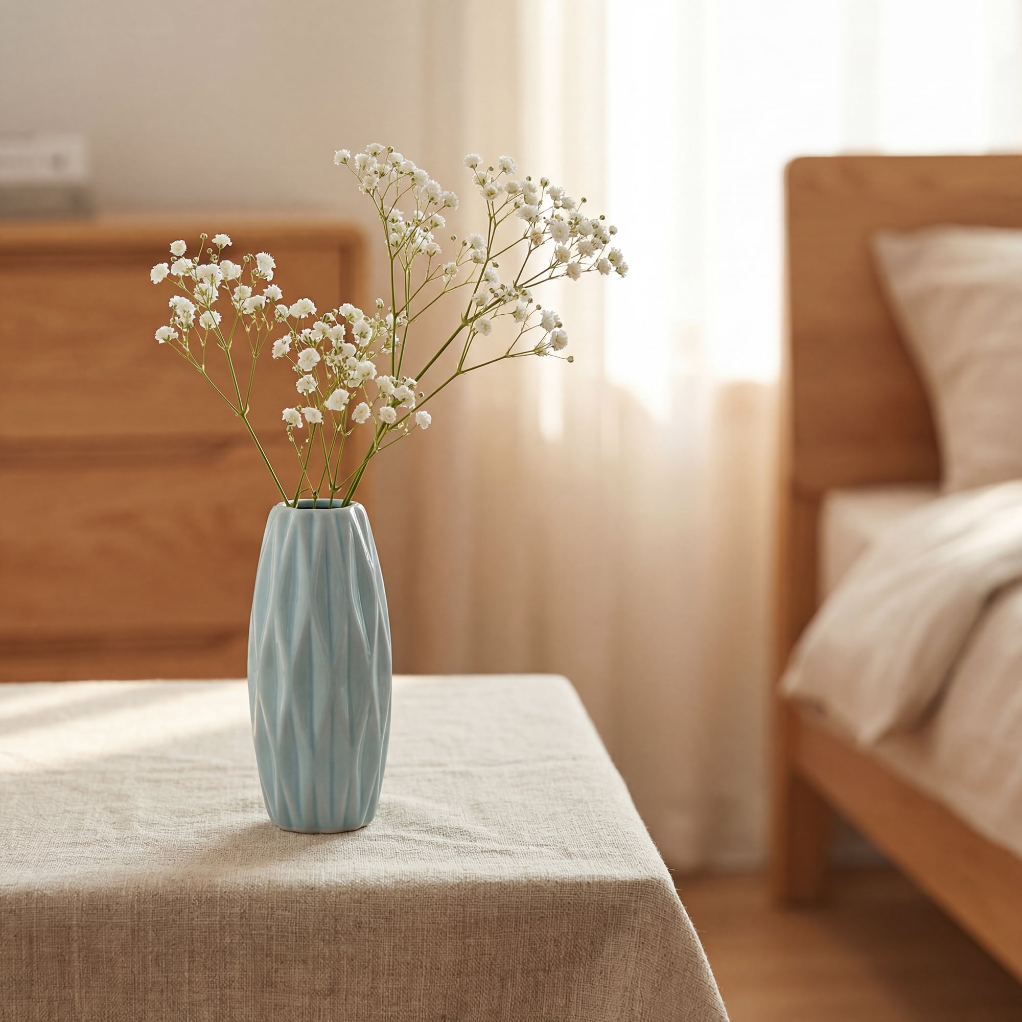Unique Bargains Small Ceramic Modern Vase Matte Decorative Flower Vase for Desktop Blue