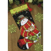 Dimensions Crafts Needlepoint Stocking Kit, Snowman and Bear