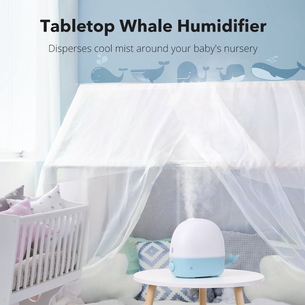 TaoTronics Humidifiers, 2.5L Ultrasonic Cool Mist Humidifier, 26dB Whisper Quiet Essential Oil Diffuser with Night Light for Baby Room, Bedroom, Home, Blue