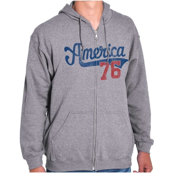 Vintage America 76 USA Patriot Zip Up Hoodie Men's Women's Brisco Brands S