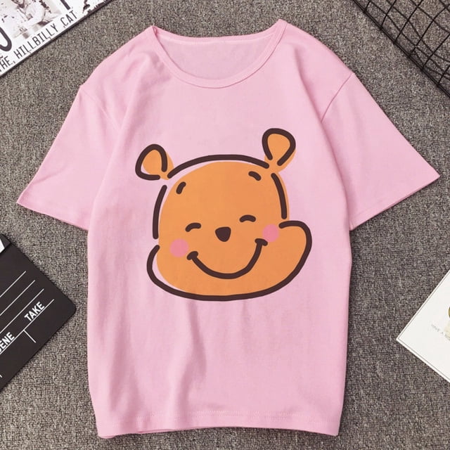 Camiseta Kawaii de Disney para mujer, camiseta divertida de Winnie The Pooh Y2K, camiseta de Anime linda, ropa de calle informal, camiseta gráfica para mujer