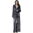 thumbnail image 6 of Women's Long Hooded Robes Luxurious Plush Fleece Bathrobe with Belt & Pocket Full Length Ladies Robes Winter Warm Housecoat Nightgown - XL & Gray, 6 of 9