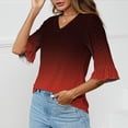 thumbnail image 5 of TACILIP Hauts à Manches 3/4 pour Femmes Blouse Col en V Tunique Mode Automne Tenues Printemps Été, 5 of 5