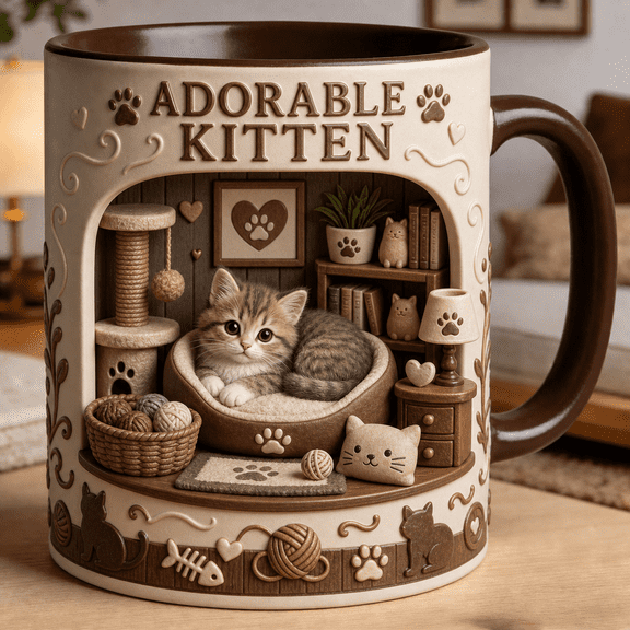Adorable Kitten Mug Cute Cat Lover Coffee Cup Gift for Pet Moms and Kitten Fans