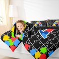 thumbnail image 4 of Catabedysis Puzzle ABC Print A 7-Piece Twin Bedding,Personalized Monogrammed Gifts Bedding Comforter Set,Black Reversible For Girls, 4 of 7