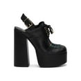 thumbnail image 2 of Jessica Simpson Sondos Platform Sandals Diva Loafer Slingback Block Heeled Pumps (Black/Green, 7.5), 2 of 5