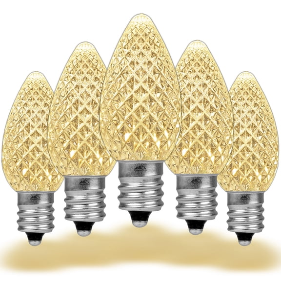 Novelty Lights Clear C7 LED Faceted Christmas Replacement Bulbs Dimmable 25 Pack