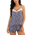 thumbnail image 1 of Women Short Pajamas Set Soft Material Skin Friendly Stylish Suspender Shorts Pajamas Two Piece Set for Shopping Parties Blue XL, 1 of 8