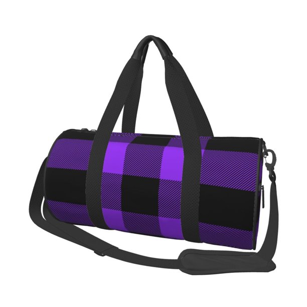 Easygdp Purple Buffalo Plaid Bolsa de Viaje, Bolsa de Mano, Bolsa de Gimnasio, Bolsa de Equipaje para Viaje