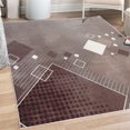 thumbnail image 1 of Abstract Decorative Rug, Geometric Composition Different Colored Squares Striped Dotted Rhombus, Quality Carpet for Bedroom Dorm and Living Room, 6 Sizes, Seal Brown, by Ambesonne, 1 of 4