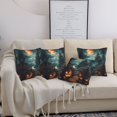 thumbnail image 4 of Halloween Throw Pillow Covers, Halloween Pumpkin Castle A Square Pillow Cases with Invisible Zipper for Halloween Decorations, Farmhouse Halloween Decor 12x12, 4 of 7