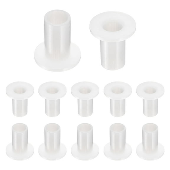 12pcs Flanged Sleeve Bearings Plastic Bushings ID 10mm x OD 13.1mm x Length 25.1mm Nylon Bushings, White