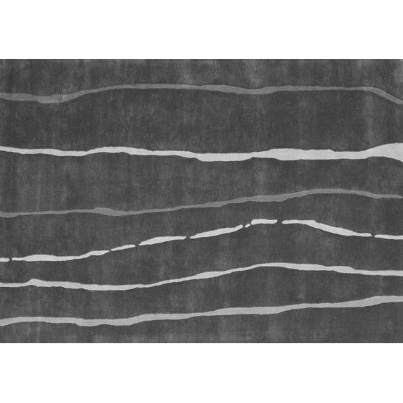 Ahgly Company Indoor Rectangle Abstract Gray Contemporary Area Rugs, 2' x 4'