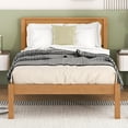 thumbnail image 3 of Euroco Twin Platform Bed, Modern Wood Frame Bed with Headboard and Slats for Kids Room, Oak, 3 of 11