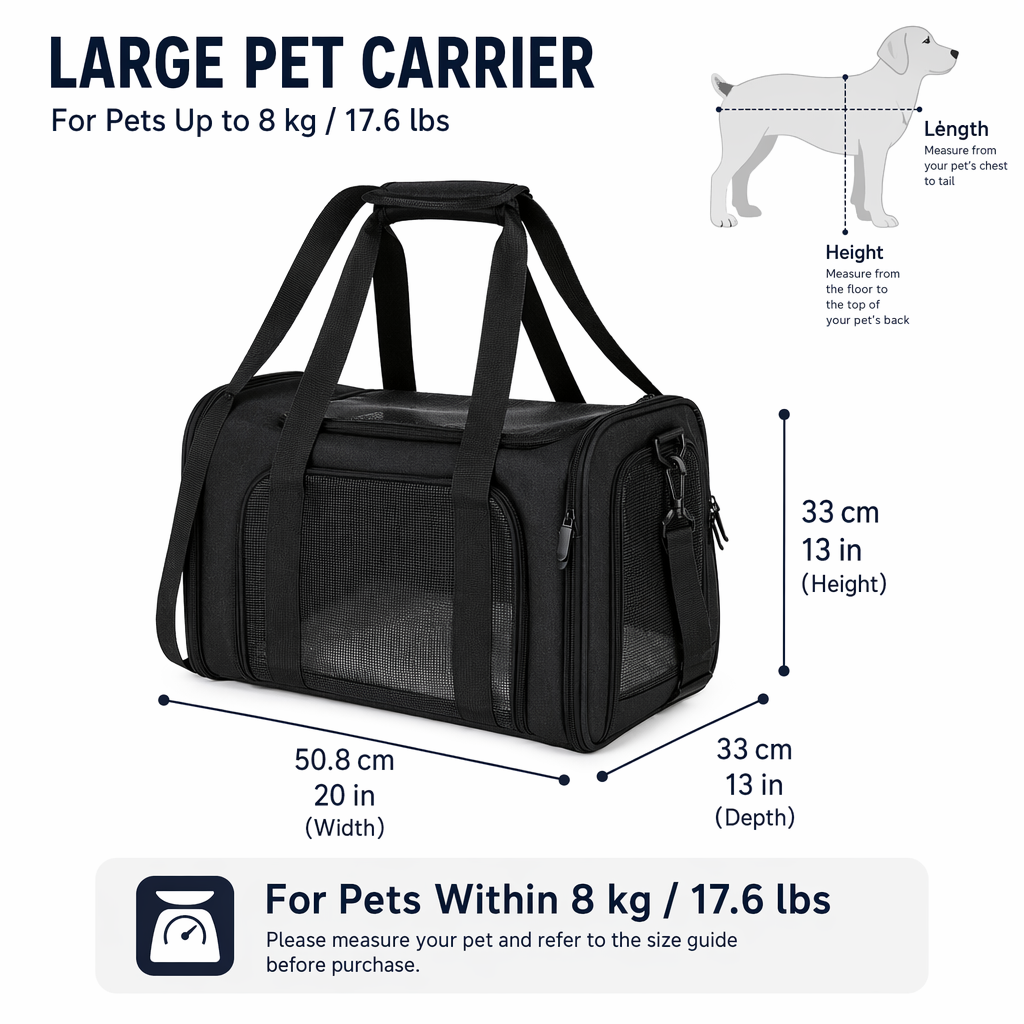 OneCare Large Soft-Sided Pet Carrier, Black photo 3