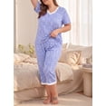 thumbnail image 4 of Cueply Women Plus Size Pajamas Set Short Sleeve Pjs Sleepwear Loungewear Nightwear with Pockets, 4 of 8