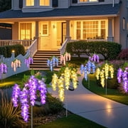 Qoosea Solar Flowers Lights Outdoor Decorations, Garden Light Waterproof for Outside Yard Decor Led Plant Lamp Patio Lawn Grave Backyard Pathway Decorative 2 pack Purple