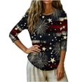 thumbnail image 5 of Vetsdori American Flag T Shirts for Women Summer 4th of July Pullover 3/4 Sleeve Red White and Blue Casual Graphic,Fashion Ladies Tops Crew Neck, 5 of 7