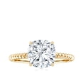 thumbnail image 4 of Rosec Jewels Certified Moissanite Cushion Cut Engagement Ring 3 Carat - Moissanite Solitaire Ring - 8 mm - D-VS1 Grade, 18K Yellow Gold, US 5.00, 4 of 8