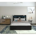 thumbnail image 5 of Full Bed Frame with 6 Storage Drawers & Charging Station, 44" Headboard Storage Shelf, LED Light, Noise Free Metal Platform Bed, No Box Spring Needed, Black, 5 of 8