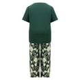 thumbnail image 4 of BLOCLOALO 2 Piece Lounge Set Short Sleeve Shirts Women's Summer Fashion Loose Printed Pants Casual Suit Two Piece Set Floral Printted Pants Dressy Casual Suit Soft Lounge Set Green Xxl, 4 of 5