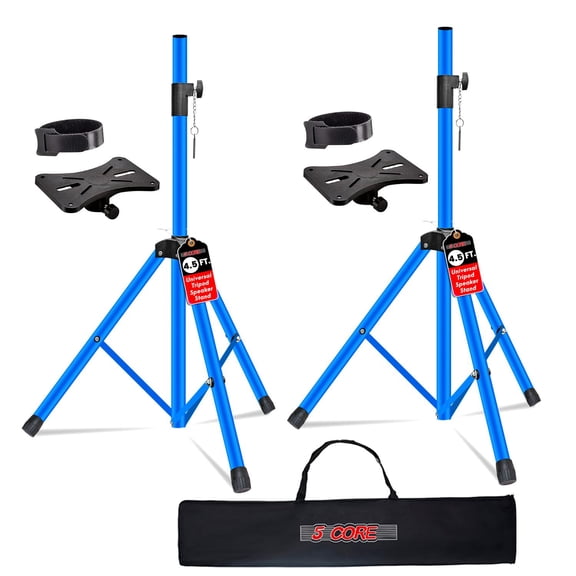 Professional PA Speaker Stand Pair - Adjustable Height 31 to 54 Inches, Heavy Duty Steel Tripod with 35mm Insert, Holds Up to 132 Lbs for DJ, Studio, Live Sound Speaker Mount