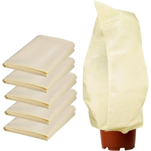 5 Pack Plant Covers Freeze Protection, 23.6" x 31.5" Plant Covers for Winter,Tree Frost Cloths for Outdoor Plants,Plant Blankets Freeze Protection Covers Bag Drawstring for Outdoor Plants