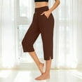 thumbnail image 2 of Comdrip Capri Yoga Pants for Women, Pants for Women High Waisted Crop Work Pants Summer Casual Slacks Yoga Dress Pant Yoga Pants Women Brown S, 2 of 7