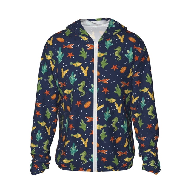 Balery Shells and Seaweed Sudadera ligera de manga larga con capucha y protección solar UPF 50+ para hombre y mujer, ideal para pesca y running-Small