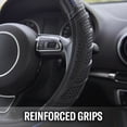 thumbnail image 3 of Genuine Dickies DuraSport Vegan Leather Steering Wheel Cover, Black and Blue, Fits 14.5-15.5 in, 3 of 9