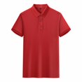thumbnail image 1 of Timegard Womens Tops Lapel Neck Button Short Sleeve Basic Tee Shirts Solid Color Work Casual Loose Top, 1 of 8