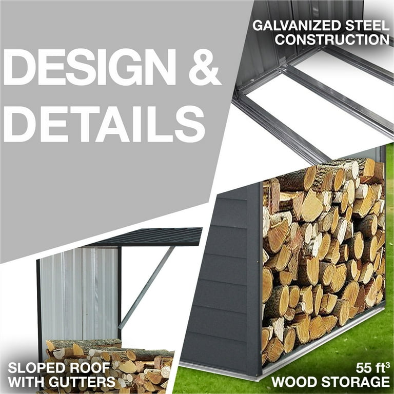Hanover Indoor/Outdoor Galvanized Steel Woodshed Storage Rack Holds up to 55 Cu. Ft. of Stacked Firewood, Beige Hanover Indoor/Outdoor Galvanized Steel Woodshed Storage Rack Holds up to 55 Cu. Ft. of Stacked Firewood, Beige