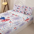 thumbnail image 3 of Manfei Kawaii Usa Flag Bow Zipper Queen Comforter Set with Fitted Sheet and 2 Pillowcases,Festival Fireworks Zipper Bedding Set,Red White Navy,Colorful Stars Reversible,4pcs, 3 of 8