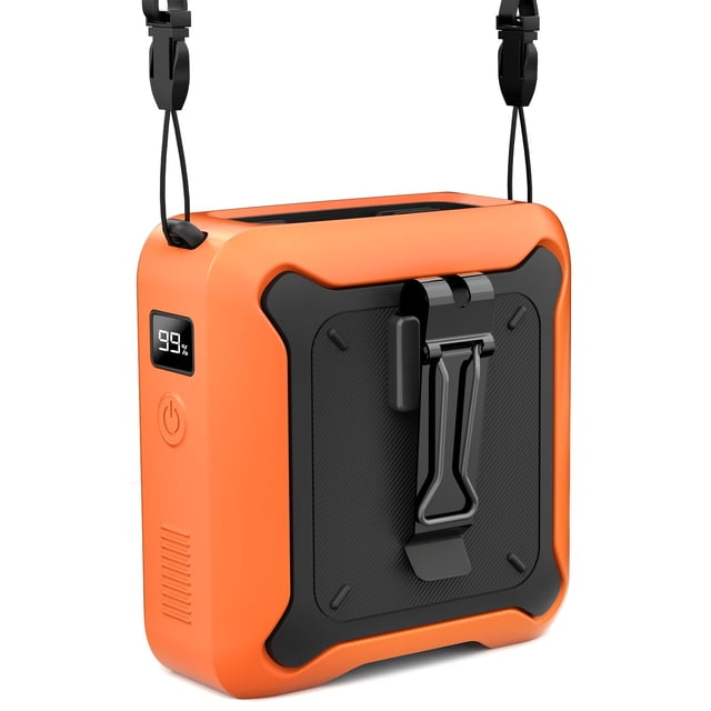 Ventilador de cintura portátil KIDEE con pantalla LED y linterna naranja