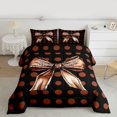 thumbnail image 2 of Manfei Vintage Art Bowknot Full Size Comforter Sets for Kids, Chic Fashion Polkadot Bedding Comforter Set, Rugby Football Print Reversible Bedding Sets, Microfiber Bedroom Decor, 3pcs, 2 of 8