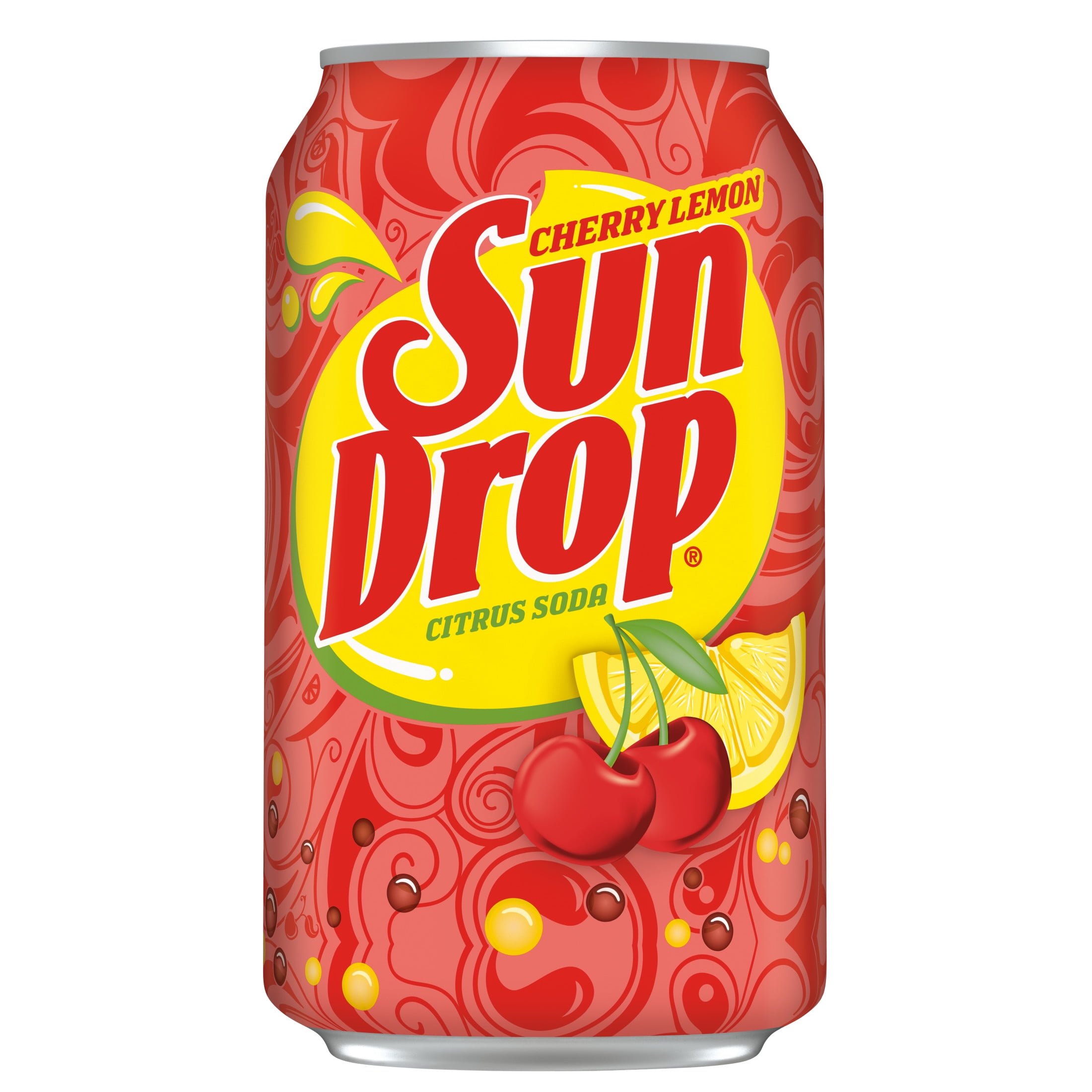 Sun Drop Cherry Lemon Citrus Soda Pop, 12 fl oz, 12 Pack Cans