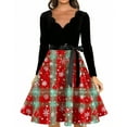 thumbnail image 4 of Women's Fashion Elegant Autumn and Winter Long Sleeve V-Neck Christmas Print Dress in Red XL for Holiday Parties and Casual Wear, Stylish Women's Seasonal Dress,Light Purple,M, 4 of 4