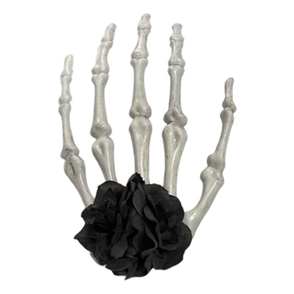 Huanglei Halloween Bone Hair Clips Skeleton Hand Hairpin Red Roses Flowers Hair Accessories For Women Girls Bone Hair Barrettes For Cosplay Costume Day Of The Dead Party Hair Clips