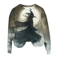 thumbnail image 5 of Delliss Women's Halloween Print Long Sleeve Crew Neck Pullover Basic Casual Top Dark Gray XXL, 5 of 6
