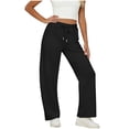 thumbnail image 2 of MaFYtyTPR Sweatpants for Women Women's Fashion Solid Color Elastic Waist Adjustable Drawstring Pocket Baggy Long Pants A-Black L, 2 of 5