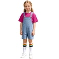 thumbnail image 5 of RTKFRFLM Kids' Denim Overall Shorts Set with Solid Color T-Shirt for Boys Girls School Stage Show 2 Piece Outfit Soft Breathable Daily Wear Trendy Elegant Clothing, 5 of 6