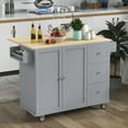 thumbnail image 3 of EUROCO Rolling Mobile Kitchen Island with Solid Wood Top and Locking Wheels, Storage Cabinet and Drop Leaf Breakfast Bar, Towel Rack & Drawers, Gray, 3 of 19