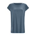 thumbnail image 4 of MIXUE Womens Summer Tops Solid Color Round Neck Short Sleeve Loose Casual Shirts For Women Tee Shirts Daily-Wear,Gold,S, 4 of 4