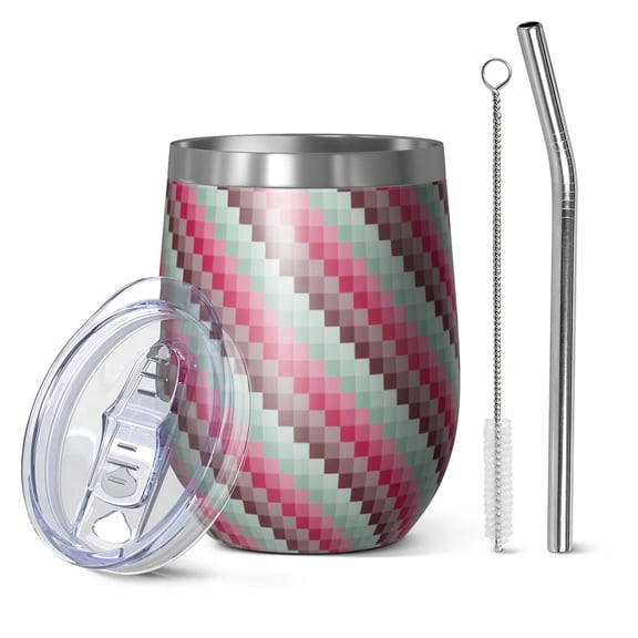 Modern 12oz Stainless Steel Insulated Wine Tumbler with Lid and Straw – Double Wall Vacuum Mug for Hot & Cold Drinks, 304 Steel Interior, Sweat-Free Design