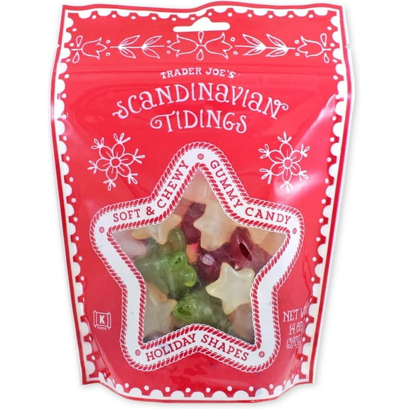 Trader Joe's Scandinavian Tidings Soft and Chewy Gummy Candy Holiday Shapes 14oz