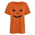 thumbnail image 4 of BOOMNY Halloween Womens Short Sleeve Tshirts Crew Neck Hallowmas Pumpkin Face Graphic T-Shirt Loose Fall Tee Tops for Women, 4 of 5