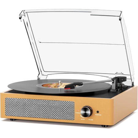 Vinyl Record Player Turntable with Built-in Bluetooth Receiver & 2 Stereo Speakers, 3 Speed 3 Size Portable Retro Record Player for Entertainment and Home Decoration