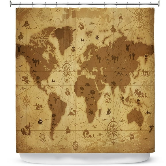 Shower Curtains 70" x 93" from DiaNoche Designs by Angelina Vick - Whimsical World Map I